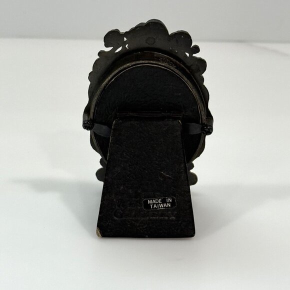 VTG Brass? The Weston Gallery Miniature Oval Floral Relief Metal Easel Frame - Picture 3 of 11